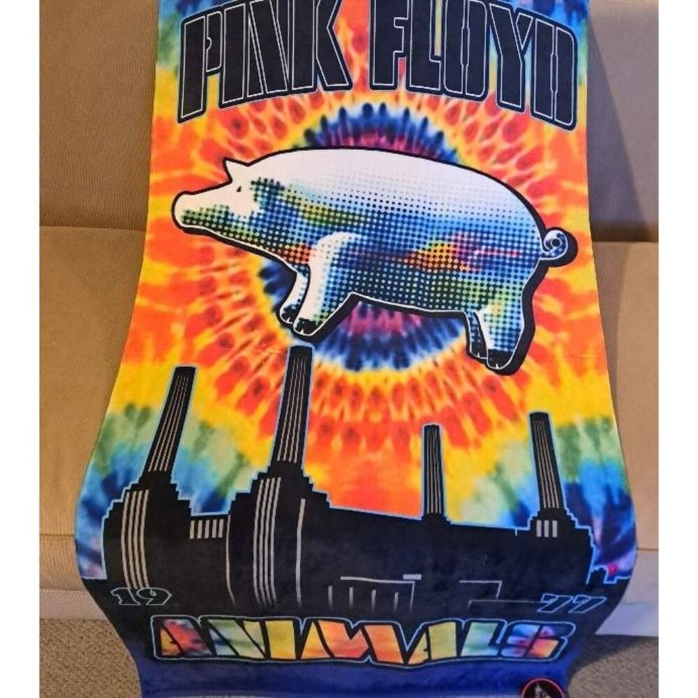 New Pink Floyd Animals Pig 1977 Beach Bath Pool Gift Towel Cotton Tie Dye Album